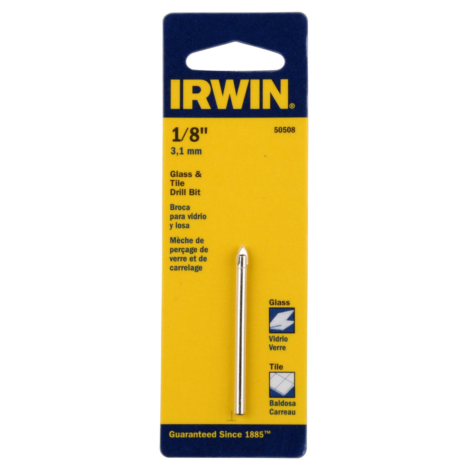 Irwin - 1/8  X 2.25  L Carbide Tipped Glass/Tile Drill Bit Straight Shank 1 pk price history on PriceWatchPro