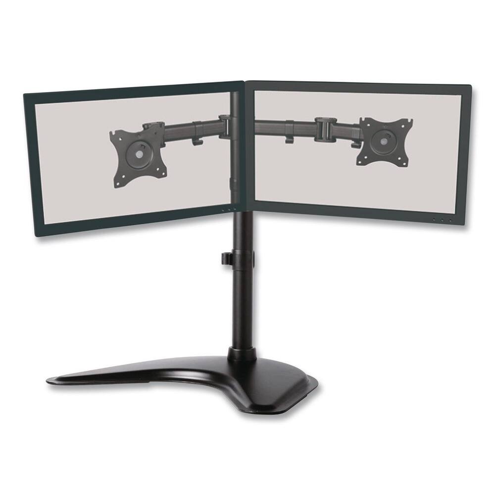 Left. KanTek - 32 in. x 13 in. x 17.5 in. Supports 18 lbs. Dual Monitor Articulating Desktop Stand for 13 in. to 27 in. Monitors - Black.
