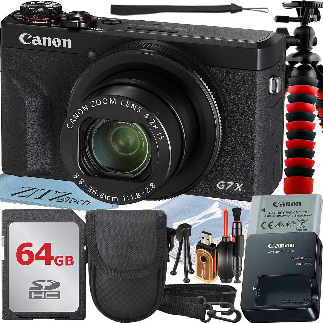 Canon - PowerShot G7 X Mark III Digital Camera with 64GB Card + ZeeTech Advanced Bundle (International Version) - Black