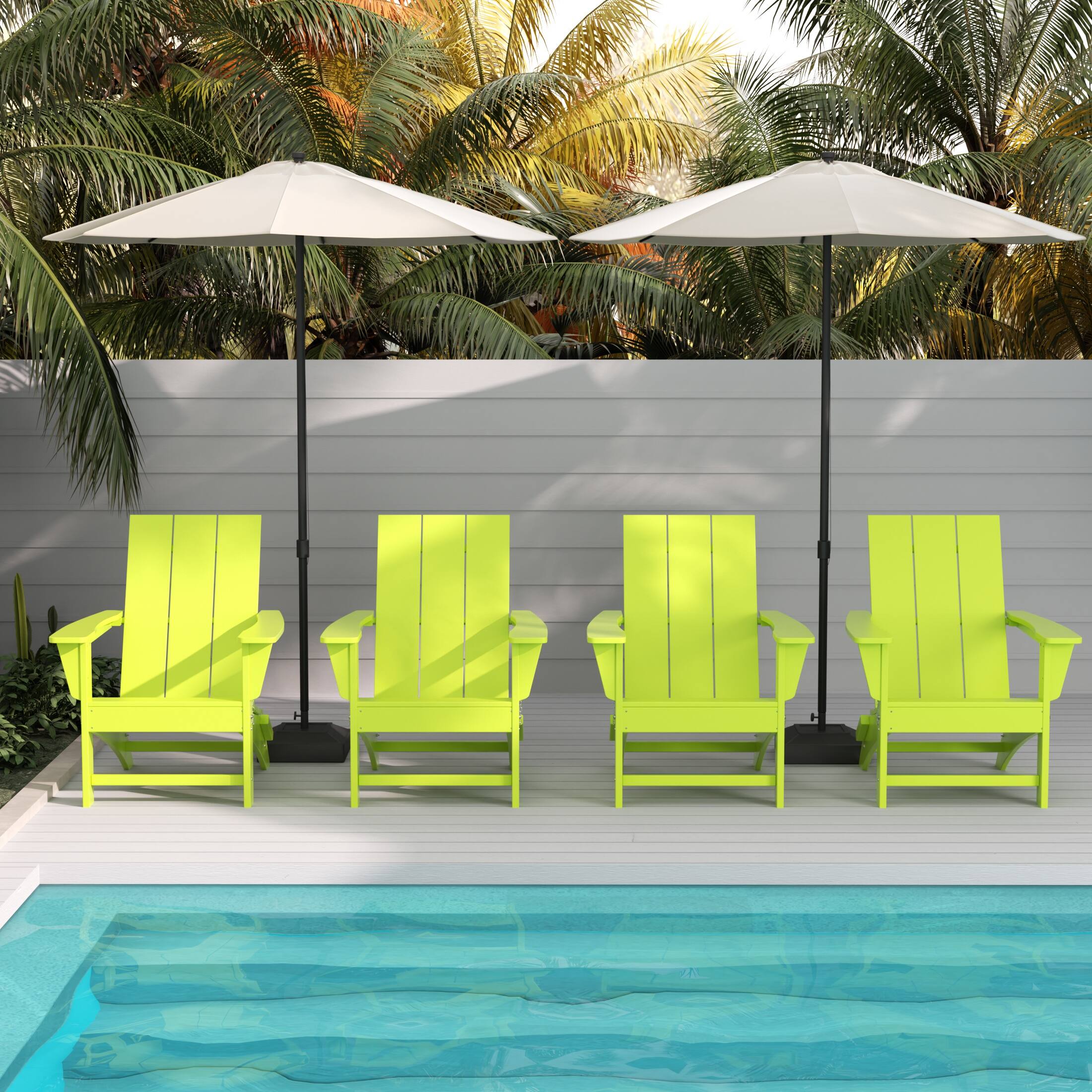 Angle. WestinTrends - WestinTrends Ashore Modern Outdoor Folding Adirondack Chair (Set of 4) - Lime.