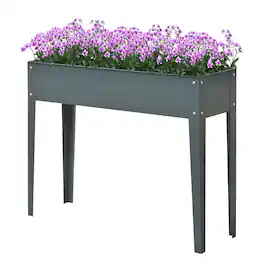 Outsunny - Metal Raised Garden Bed, Elevated Planter Box with Legs and Drain Holes, Dark - Gray