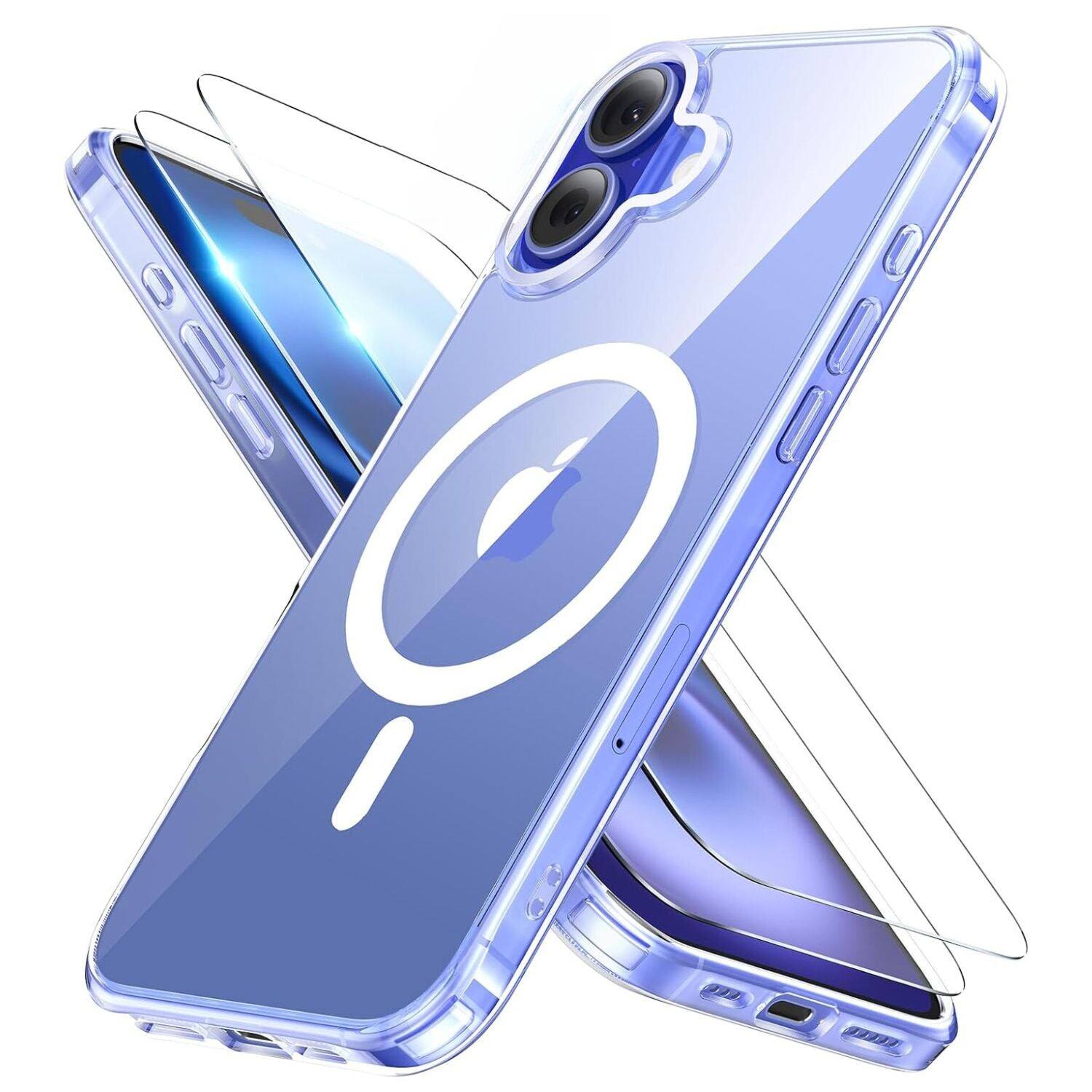 Entronix - Bundle for iPhone 16 Plus - Magnetic Case with 2 Screen Protectors - Clear