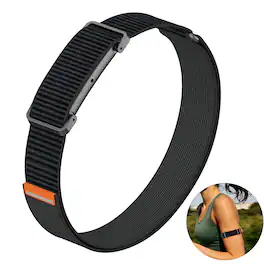 Dteck - Elastic Nylon Band for Google Fitbit Air Adjustable Stretch Arm Strap with Integrated Metal Frame - Black