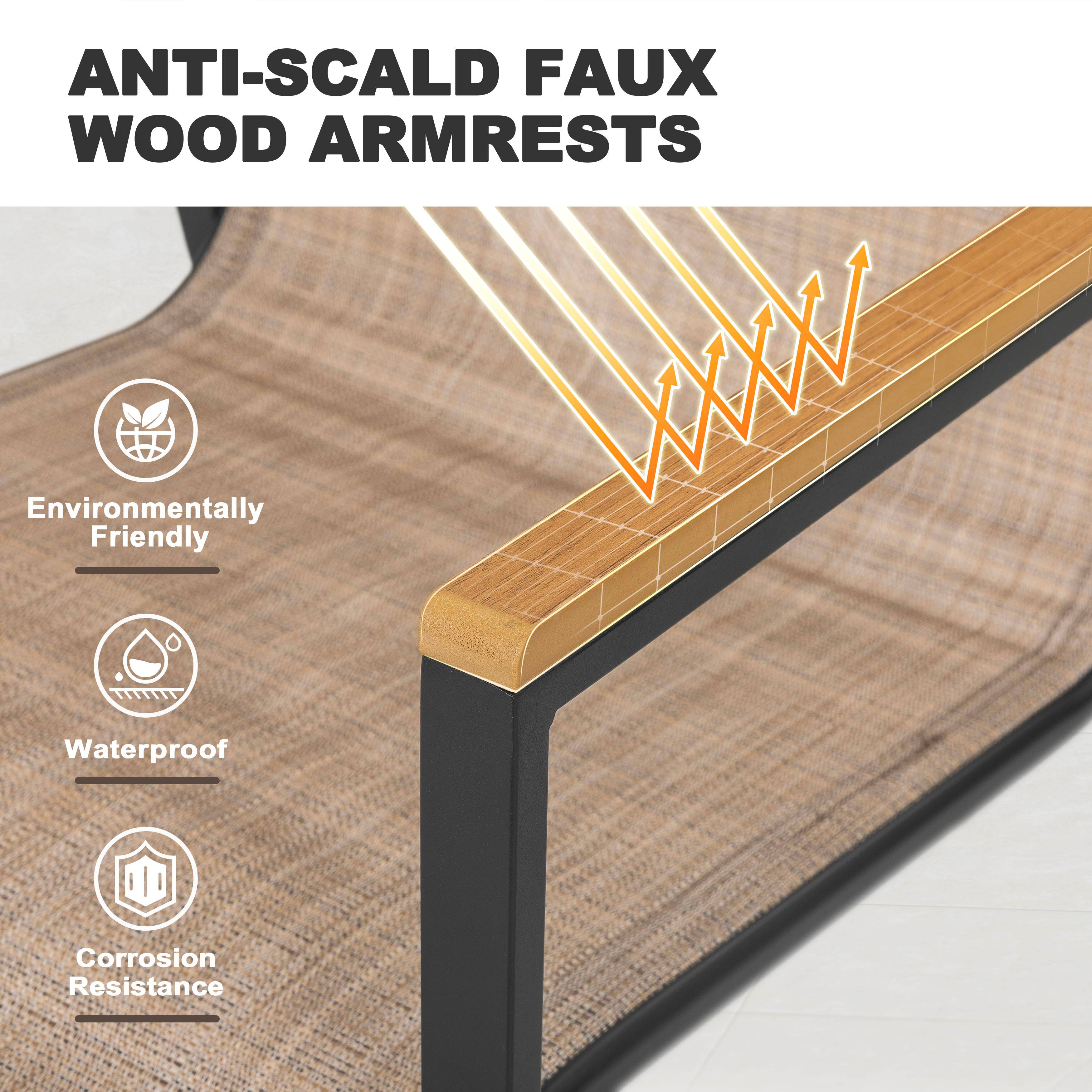 ANTI-SCALD FAUX WOOD ARMRESTS

Environmentally Friendly  
Waterproof  
Corrosion Resistance