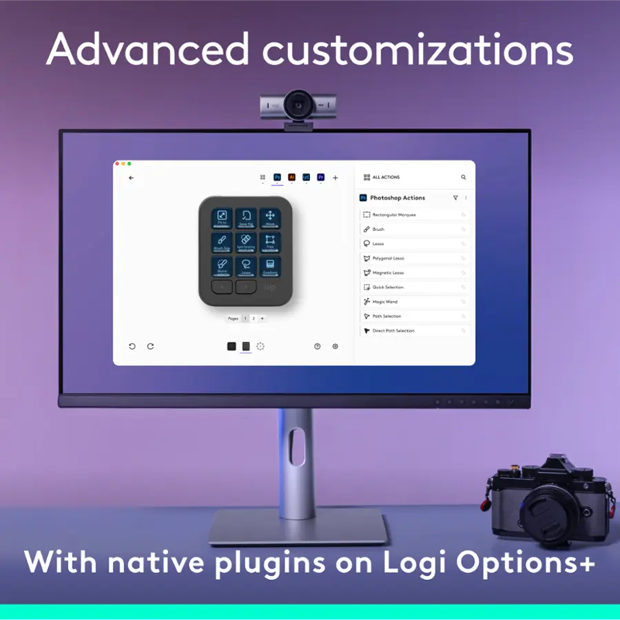 Advanced customizations - Photoshop Actions - Hammanguter - Native Plugins on Logi Options+ - Magnetic Selection - Pork Selection - Selection - With native plugins on Logi Options+