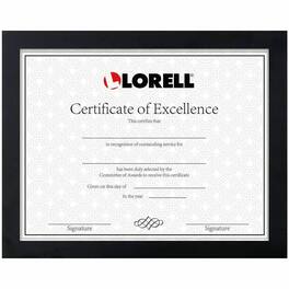 Lorell - Certificate Frame 8.50 x 11 Size Desktop Wall Mountable Vertical Horizontal Black
