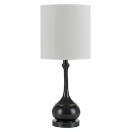 Manhattan Lane - Elongated Bellied Shape Metal Accent Lamp with Drum Shade - Black