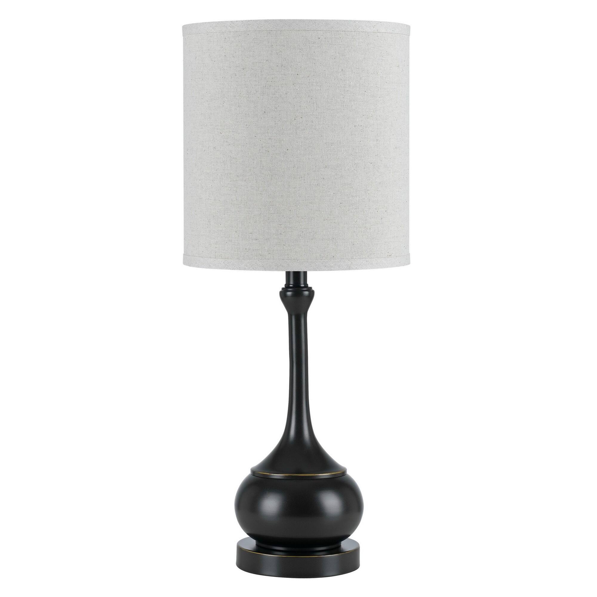 Front. Manhattan Lane - Elongated Bellied Shape Metal Accent Lamp with Drum Shade - Black.