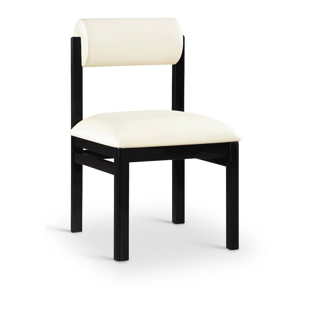 Alt View 1. Meridian Furniture - Roundhill Cream Vegan Leather Upholstered Dining Chair, Set of 2 - Cream.
