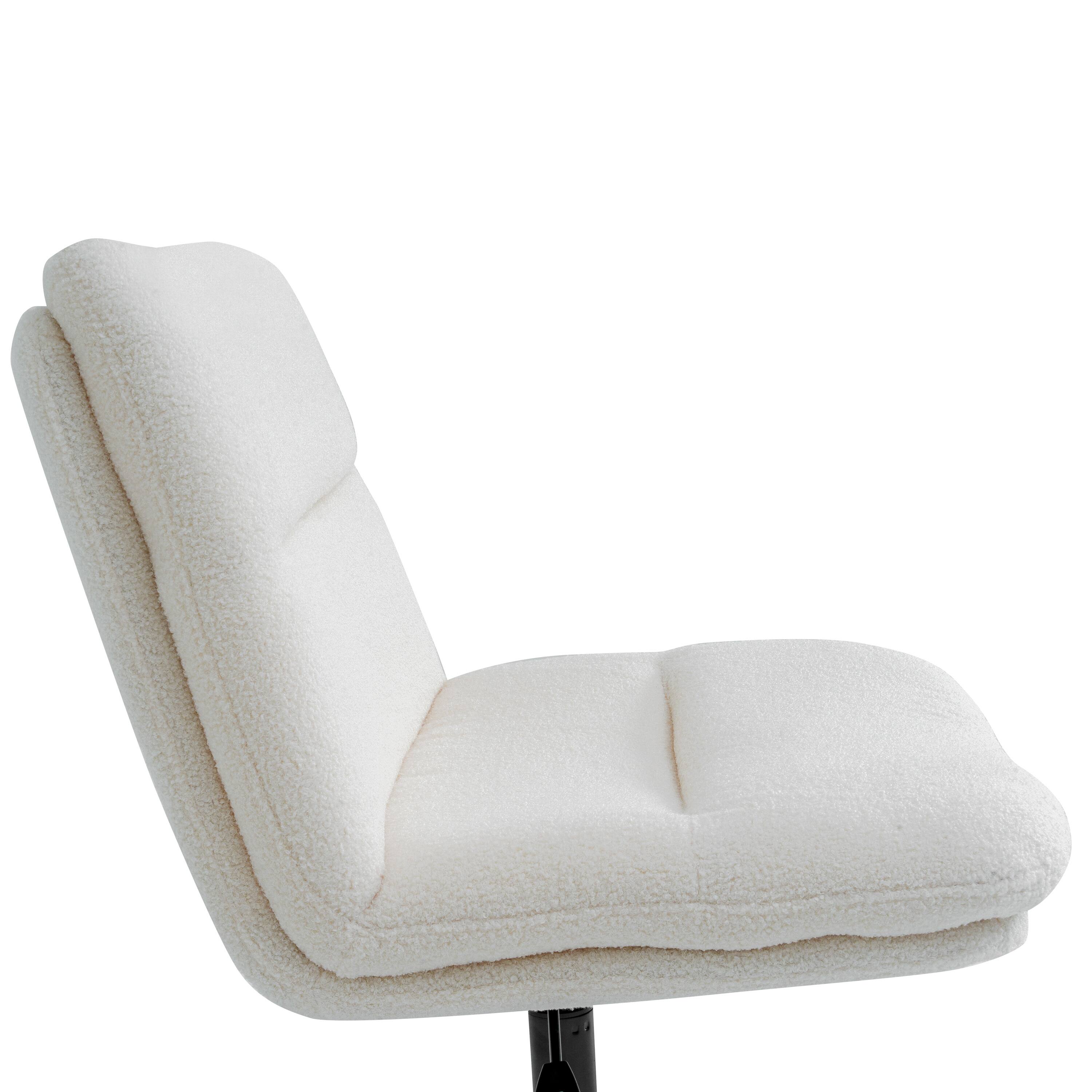 Alt View 9. Emma + Oliver - Mid-Back Swivel Office Chair with Padded Upholstery & Sturdy Frame - Cream Faux Shearling/Black Frame.
