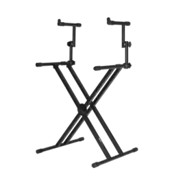 Gator - Frameworks Deluxe 2-Tier X-Style Keyboard Stand with Heavy-Duty Steel Construction and Double Brace Adjustable Frame - Blue