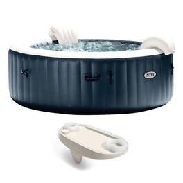 Intex - PureSpa Plus Portable Inflatable Hot Tub Jet Spa w/ Phone Tray Accessory - Blue