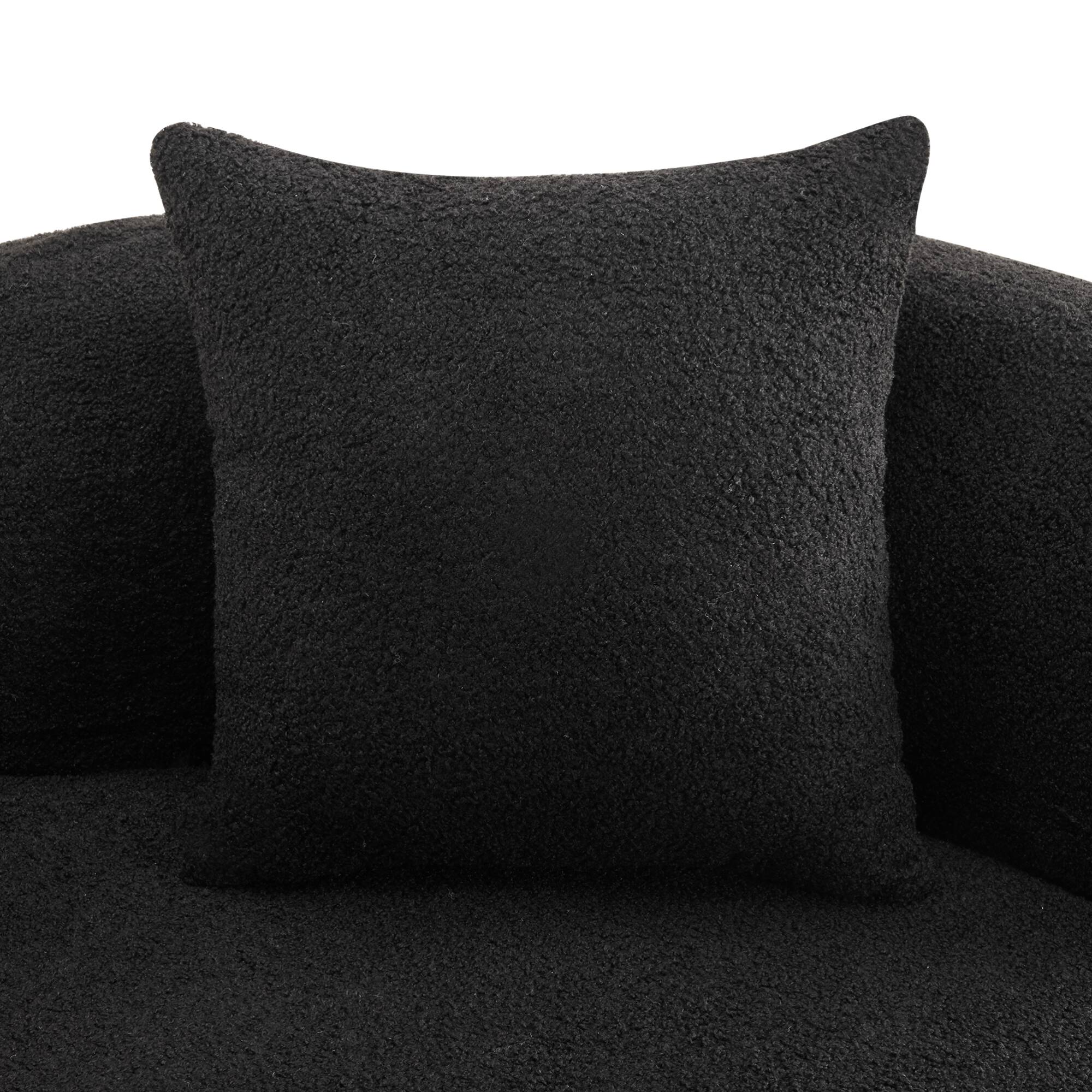 Alt View 10. GOODSILO - Modern Curved Loveseat Sofa with Teddy Velvet Fabric for Small Spaces and Apartments - Black.