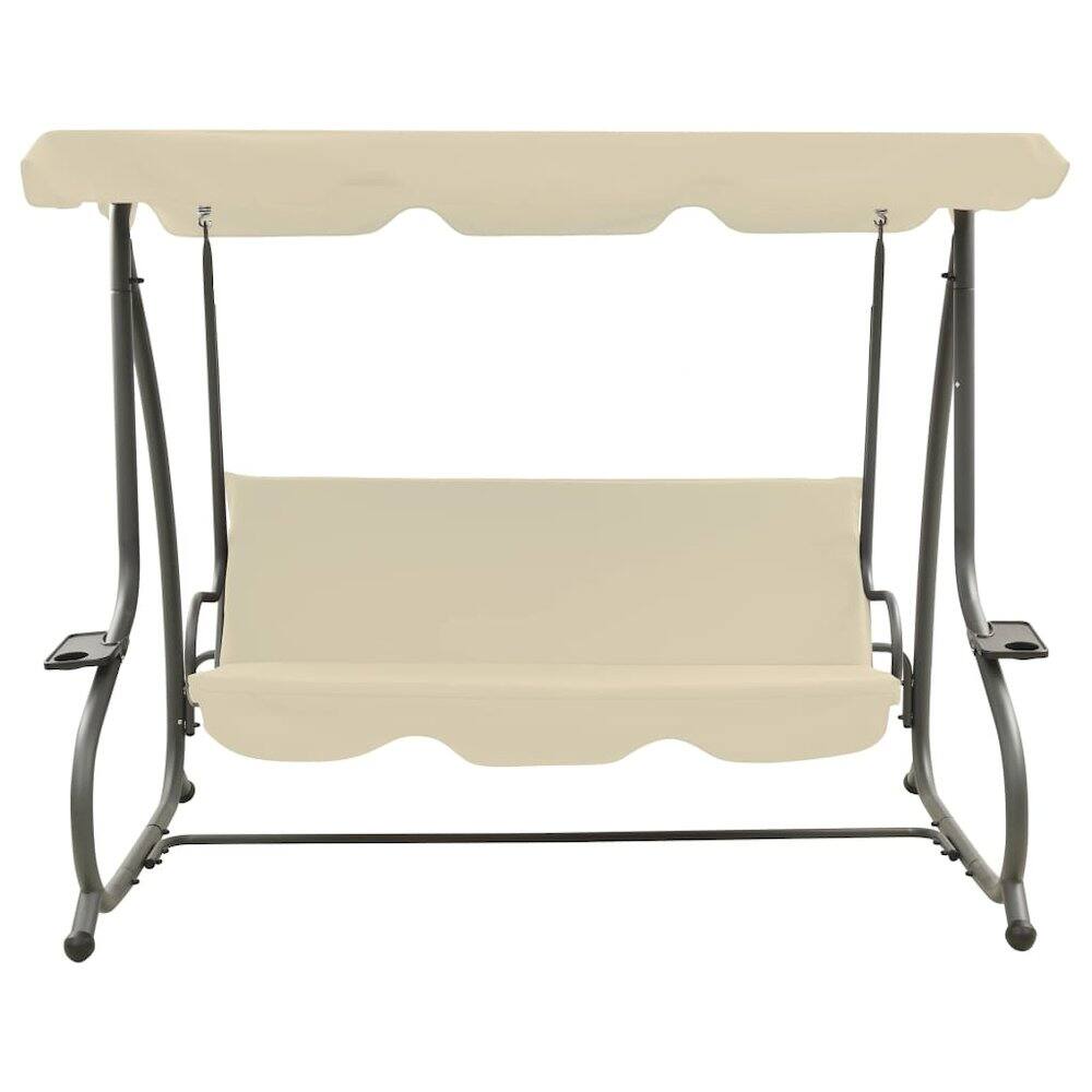 Angle. vidaXL - Swing Bench PVC-coated fabric, powder-coated steel Large - Sand White.