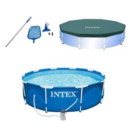 Intex - Pool Kit w/ Pool Set w/ Filter Pump w/ Pool Cover - Blue