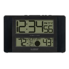 La Crosse Technology - Atomic Digital Clock with Temperature and Moon Phase - Black