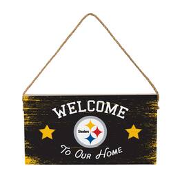 Evergreen Enterprises - Pittsburgh Steelers 6" x 11" Welcome Home Wood Wall Sign with Rope Hanger - Multicolor