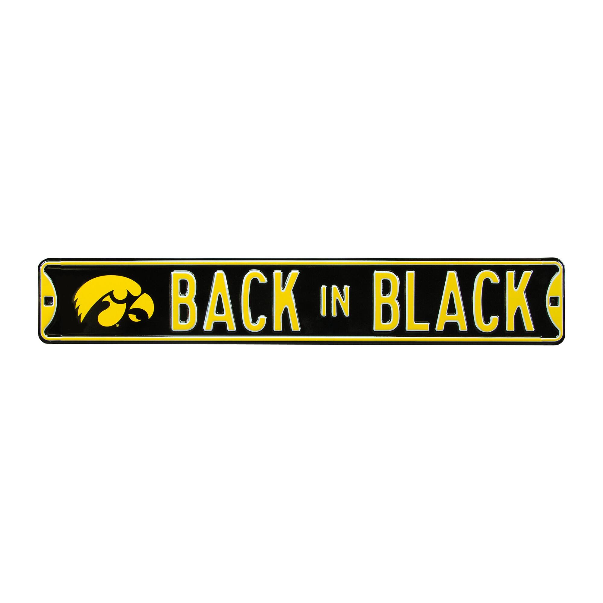 Black Iowa Hawkeyes 6" x 36" College Ave Street Sign