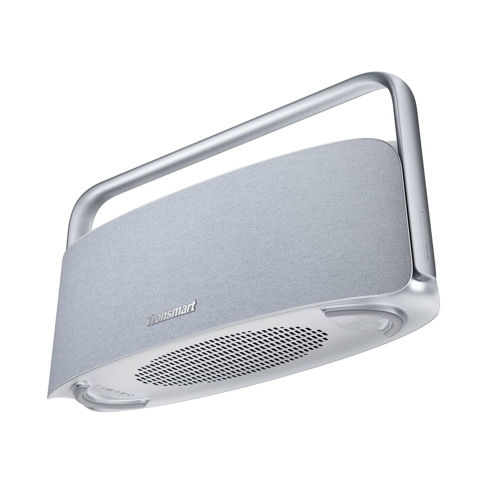Left. Tronsmart - Fiitune X30 Portable Bluetooth Speaker, Hi-Res Spatial Audio w/ Wireless 80W Sound, IPX6 Waterproof, 14H Playtime, EQ - Silver Gray.