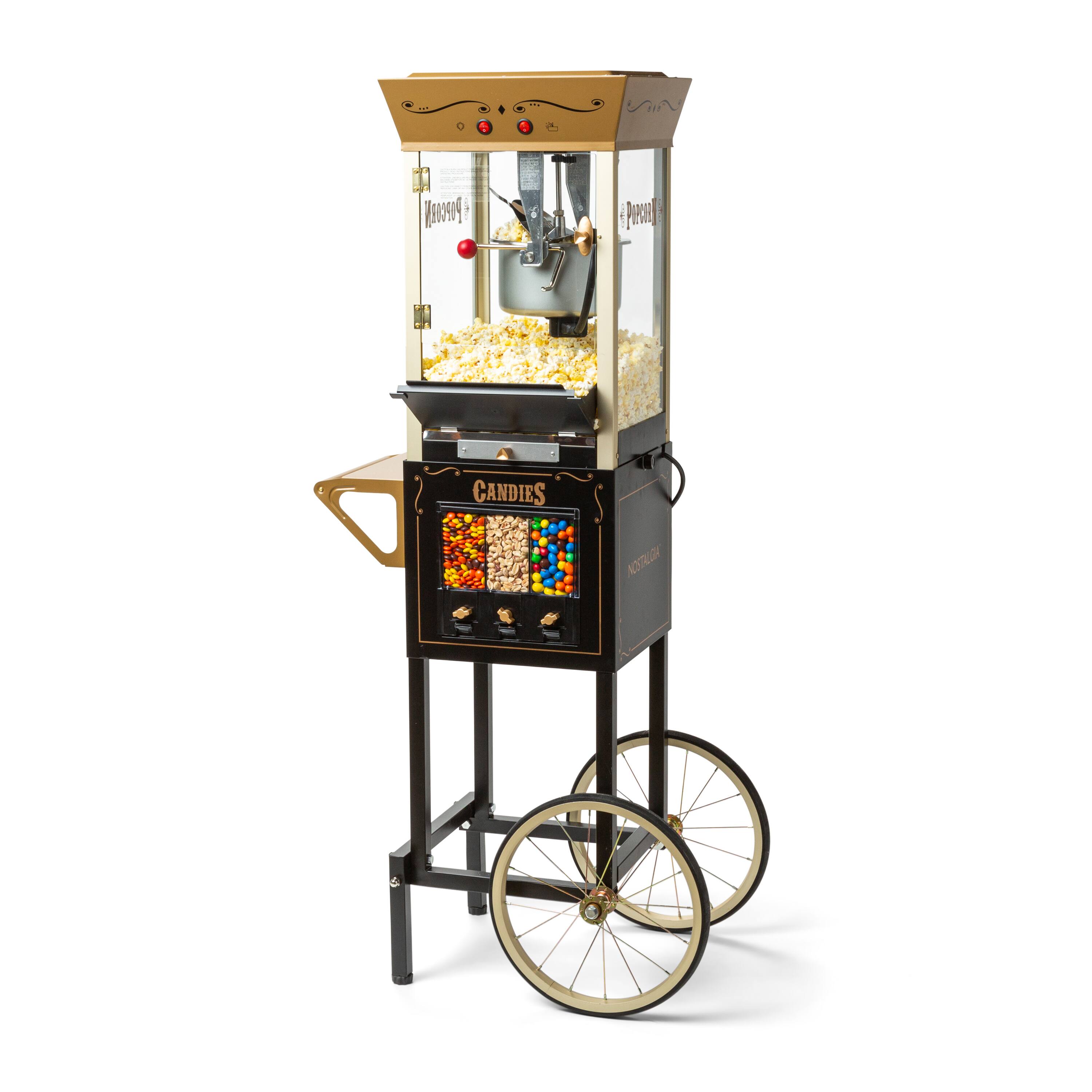 Nostalgia - 53-in. Popcorn Cart with Candy Dispenser - Black