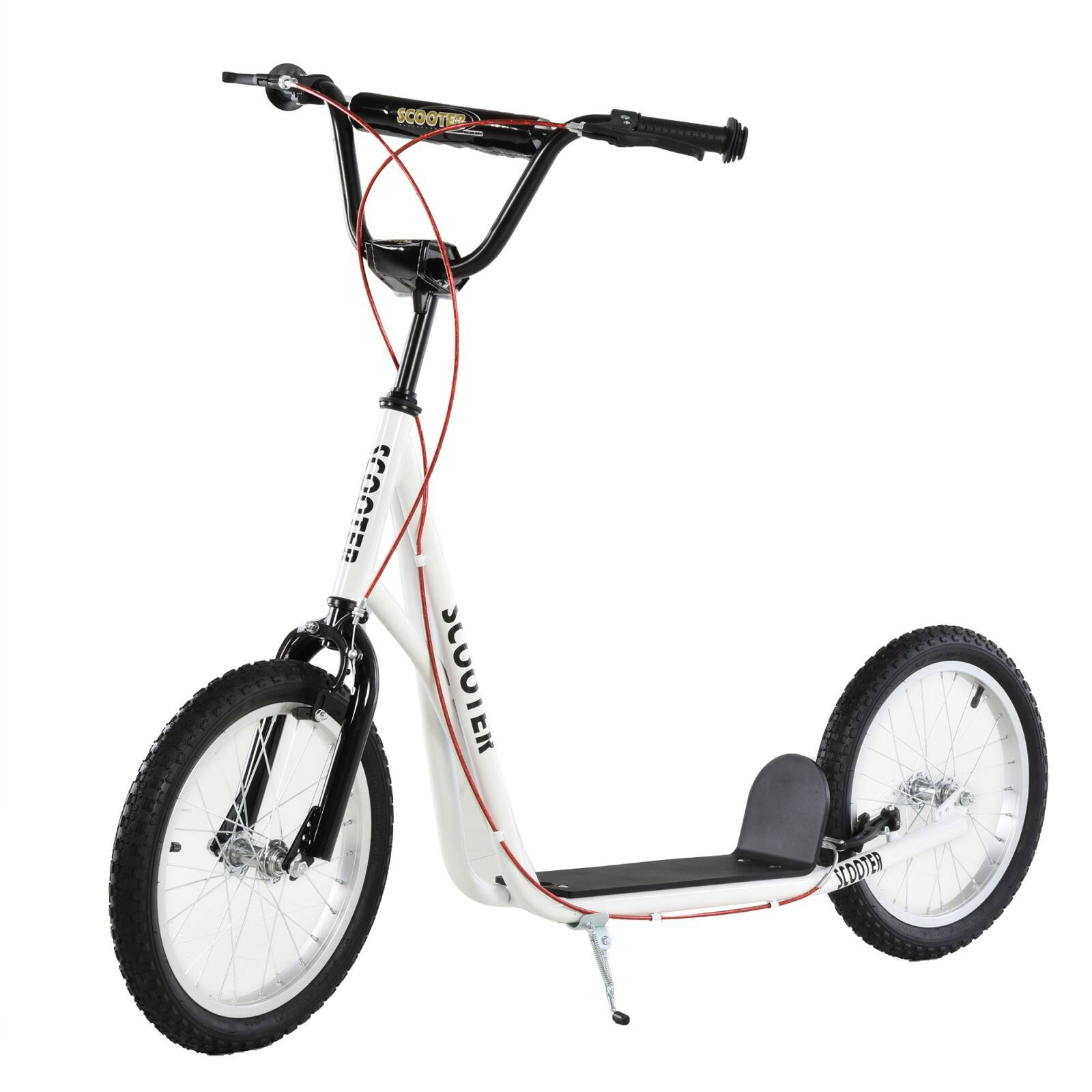 Glintex - Adjustable Kick Scooter with Dual Brakes and Inflatable Tires for Smooth Safe Riding,Aged 5+ - White