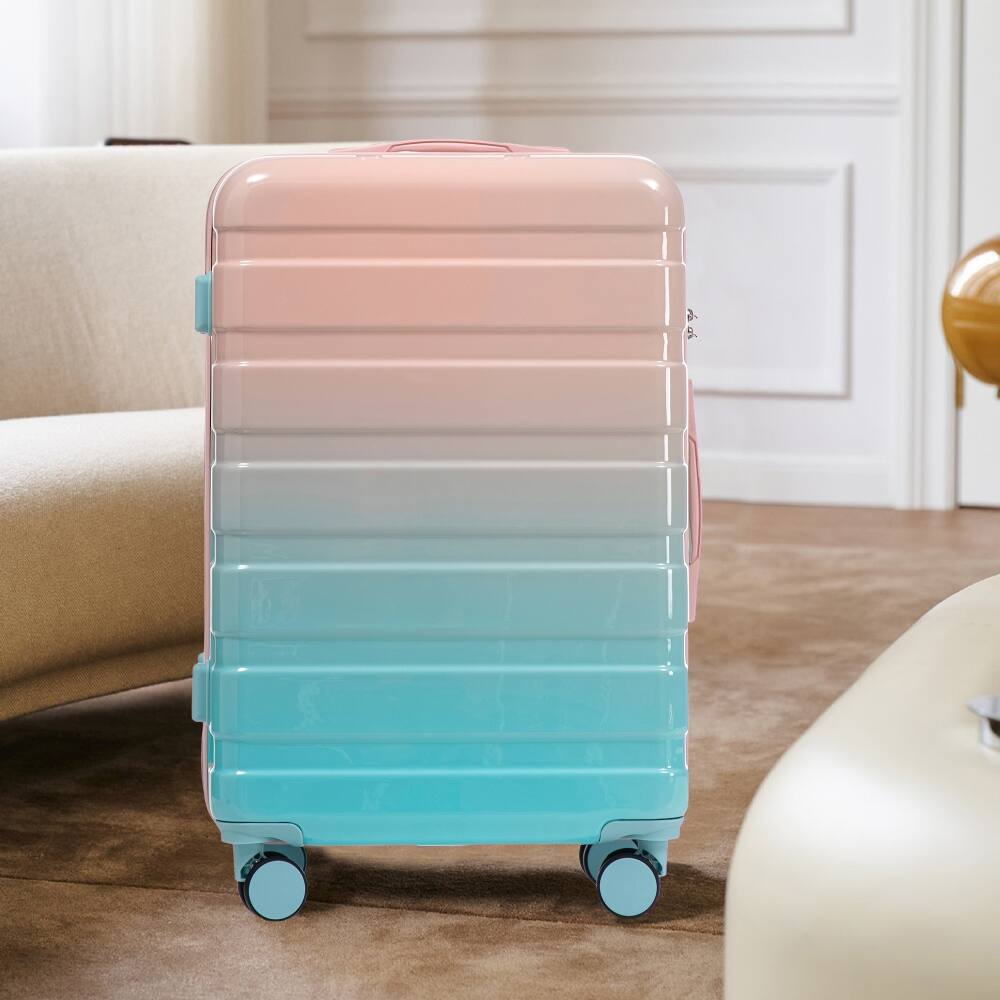 Alt View 6. Ropilly - Ropilly 3 Piece Luggage Set Hard Shell Suitcase with Spinner Wheels Gradient Blue Pink - Blue+Pink.