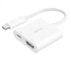 Belkin - USB-C to HDMI Adapter + USB-C Charging Port, 4K UHD Video, 60W Passthrough Power - White - Front_Zoom