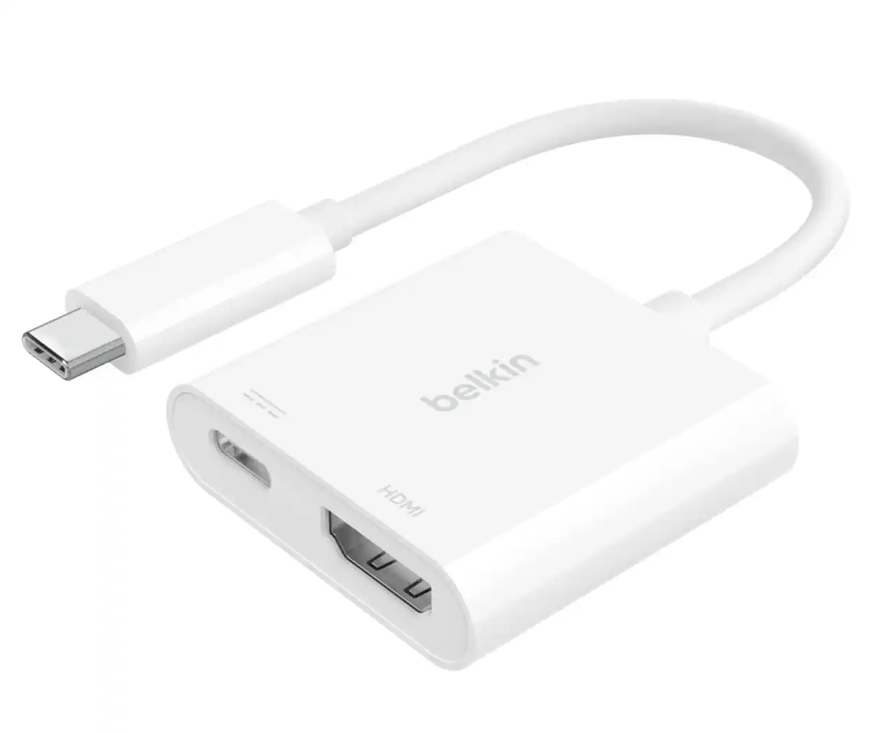 Belkin - USB-C to HDMI Adapter + USB-C Charging Port, 4K UHD Video, 60W Passthrough Power - White