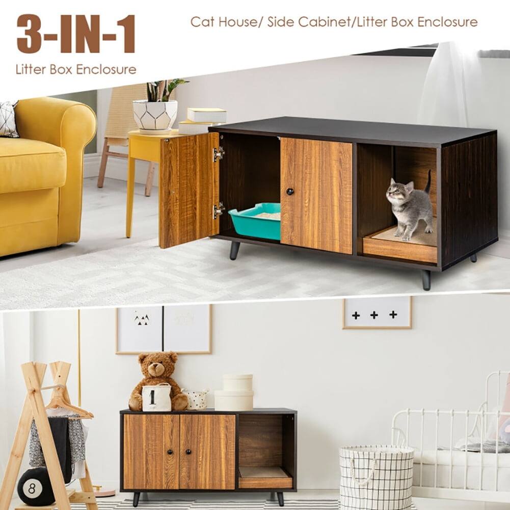 3-IN-1 Litter Box Enclosure  
Cat House / Side Cabinet / Litter Box Enclosure