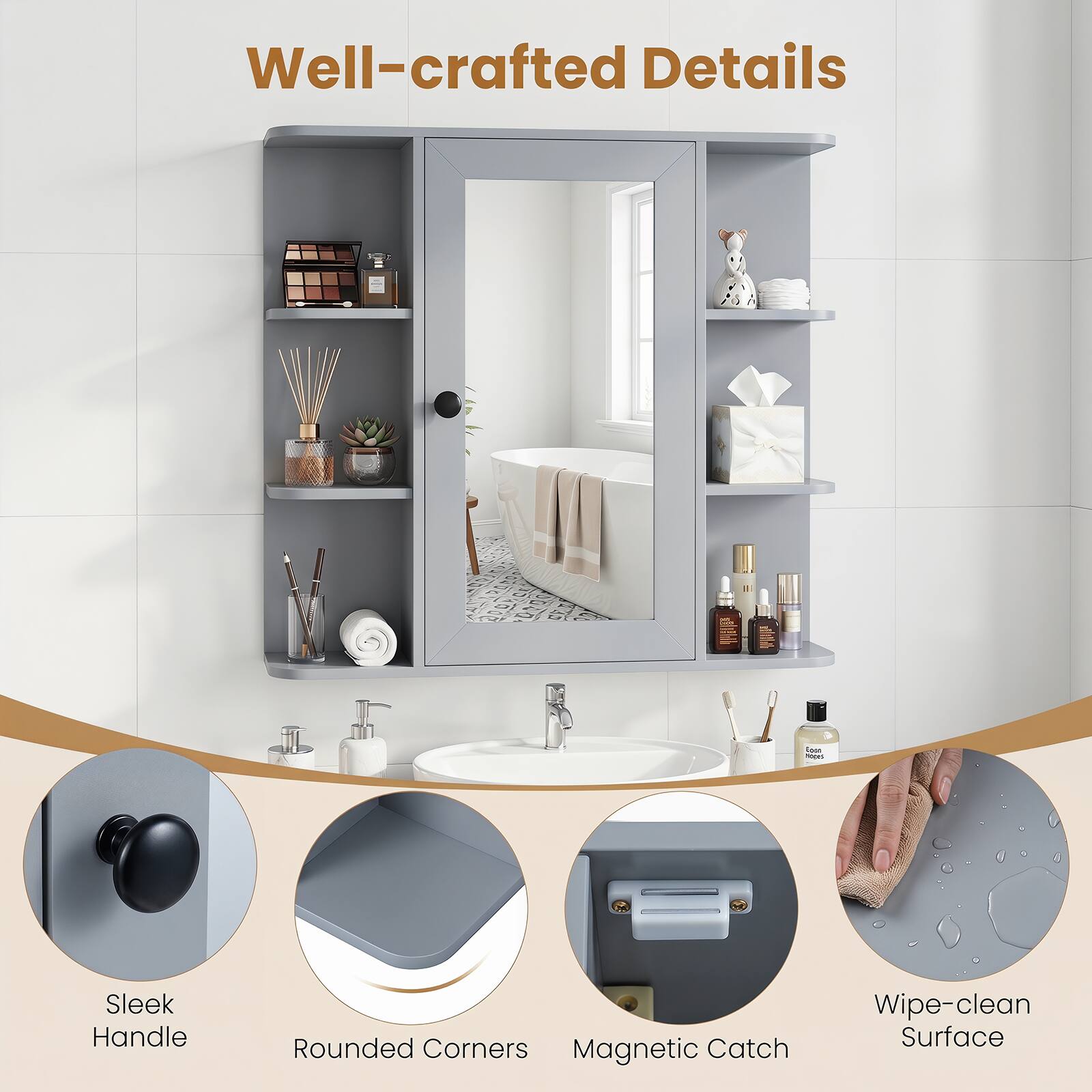 Well-crafted Details

- Sleek Handle
- Rounded Corners
- Magnetic Catch
- Wipe-clean Surface