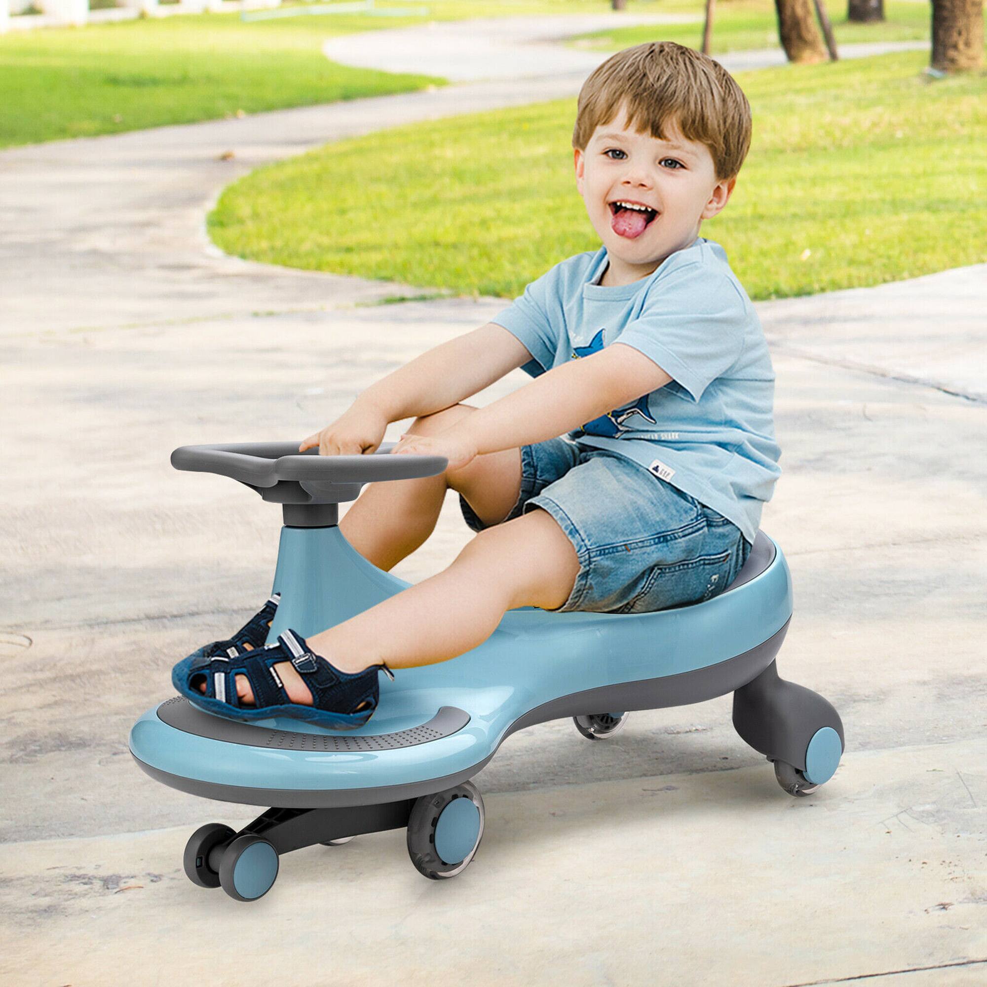 Alt View 3. Costway - Costway Wiggle Car Ride-on Toy w/ Flashing Wheels for Toddlers & Kids - Blue.