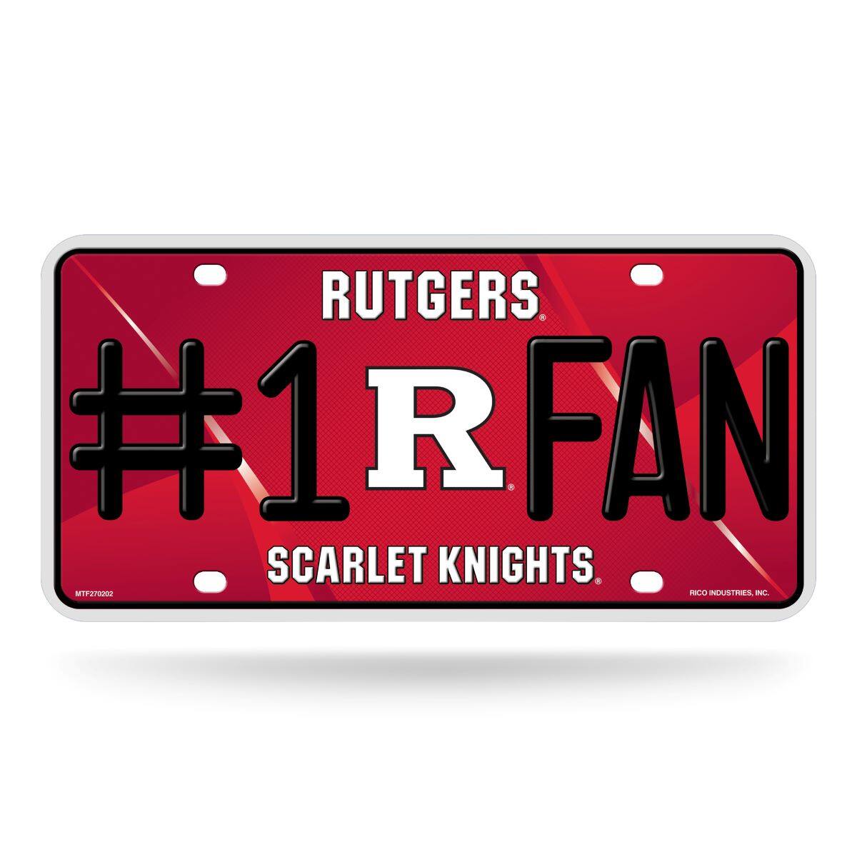 Rutgers Scarlet Knights #1 Fan Metal License Plate Auto Tag