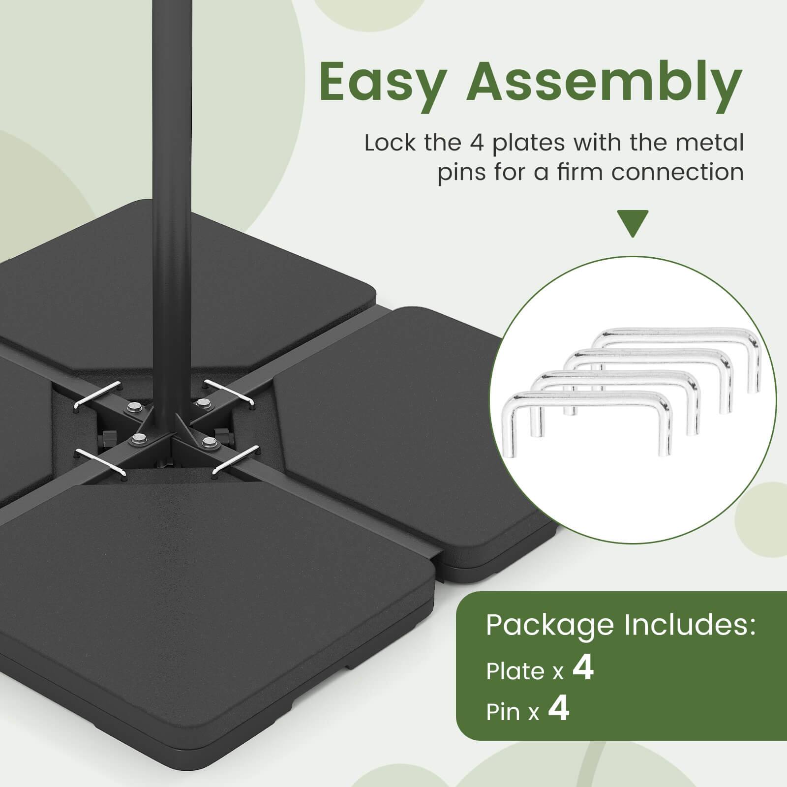 Easy Assembly  
Lock the 4 plates with the metal pins for a firm connection  

Package Includes:  
Plate x 4  
Pin x 4