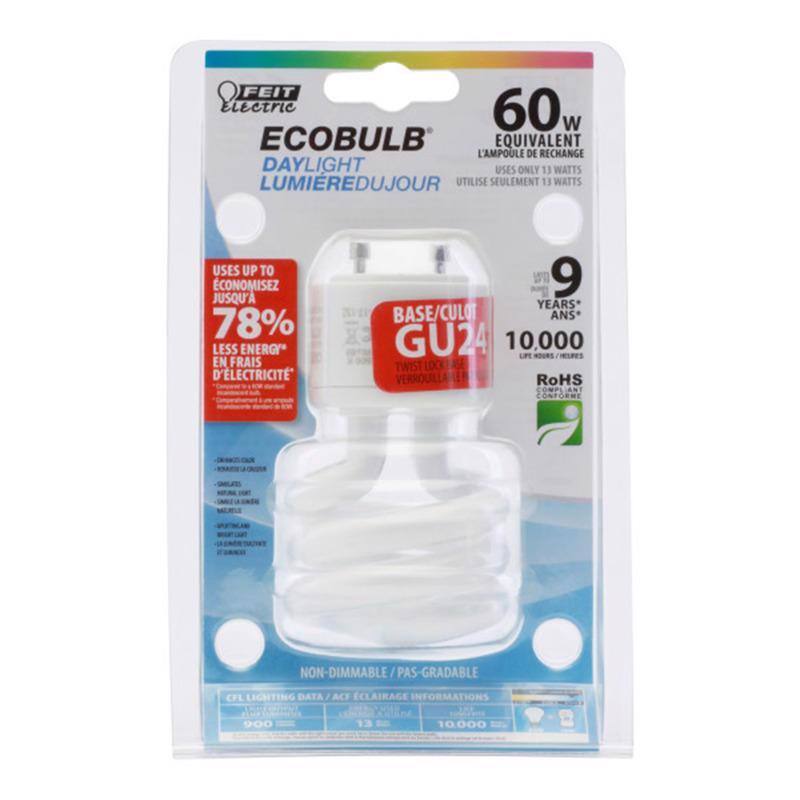FEIT ELECTRIC - Mini Twist 13 W 2.09 in. D X 3.6 in. L CFL Bulb Daylight Spiral 6500 K 1 pk