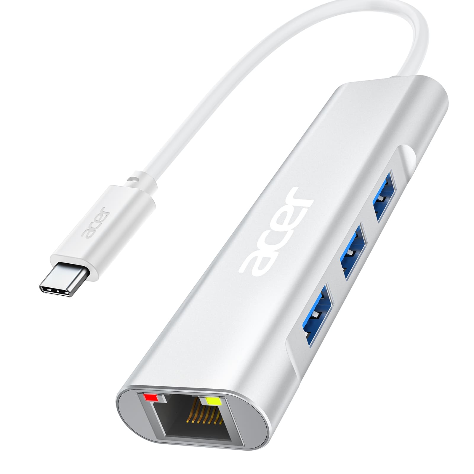 Acer - USB to Ethernet Adapter, USBC Hub Ethernet 1Gbps with 3*USB 3.0 | USB to Network Adapter