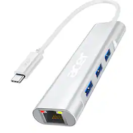 Acer - USB to Ethernet Adapter, USBC Hub Ethernet 1Gbps with 3*USB 3.0 | USB to Network Adapter