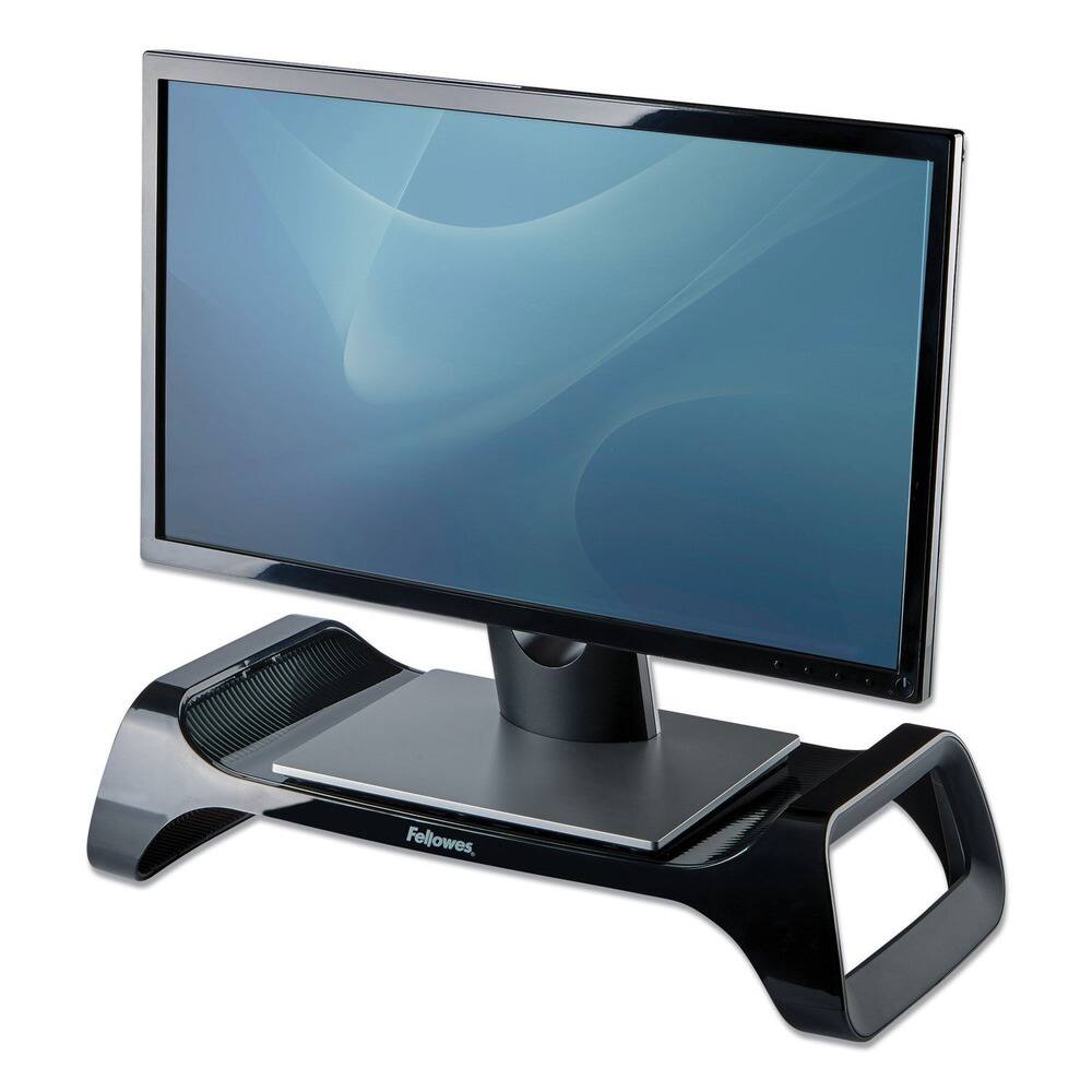 Angle. Fellowes - Fellowes Mfg Co. 9472301 I-Spire Series  20 in. x 8.88 in. x 4.88 in. Supports 25 lbs. Monitor Lift - Black.