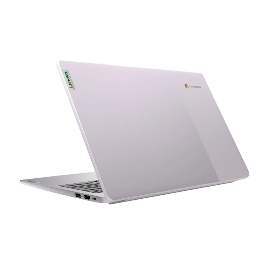 The image features a white laptop computer with a Microsoft logo on the back. The laptop is open and ready for use.