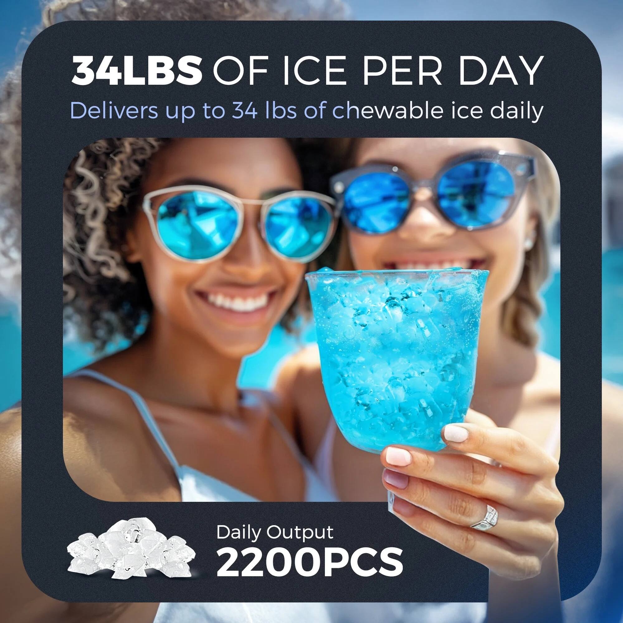 34LBS OF ICE PER DAY
Delivers up to 34 lbs of chewable ice daily
Daily Output 2200PCS