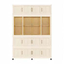 Boyel Living - Baby Storage Wardrobe 17 Magnetic Doors 17 Cubes 1 Hanging Rod - Cream White