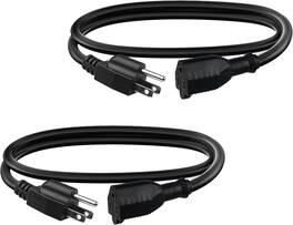 BN-LINK - 3ft Indoor/Outdoor Extension Cord, 2-Pack, 16/3 SJTW, 3-Prong, Weather Resistant, 13A, ETL - Black