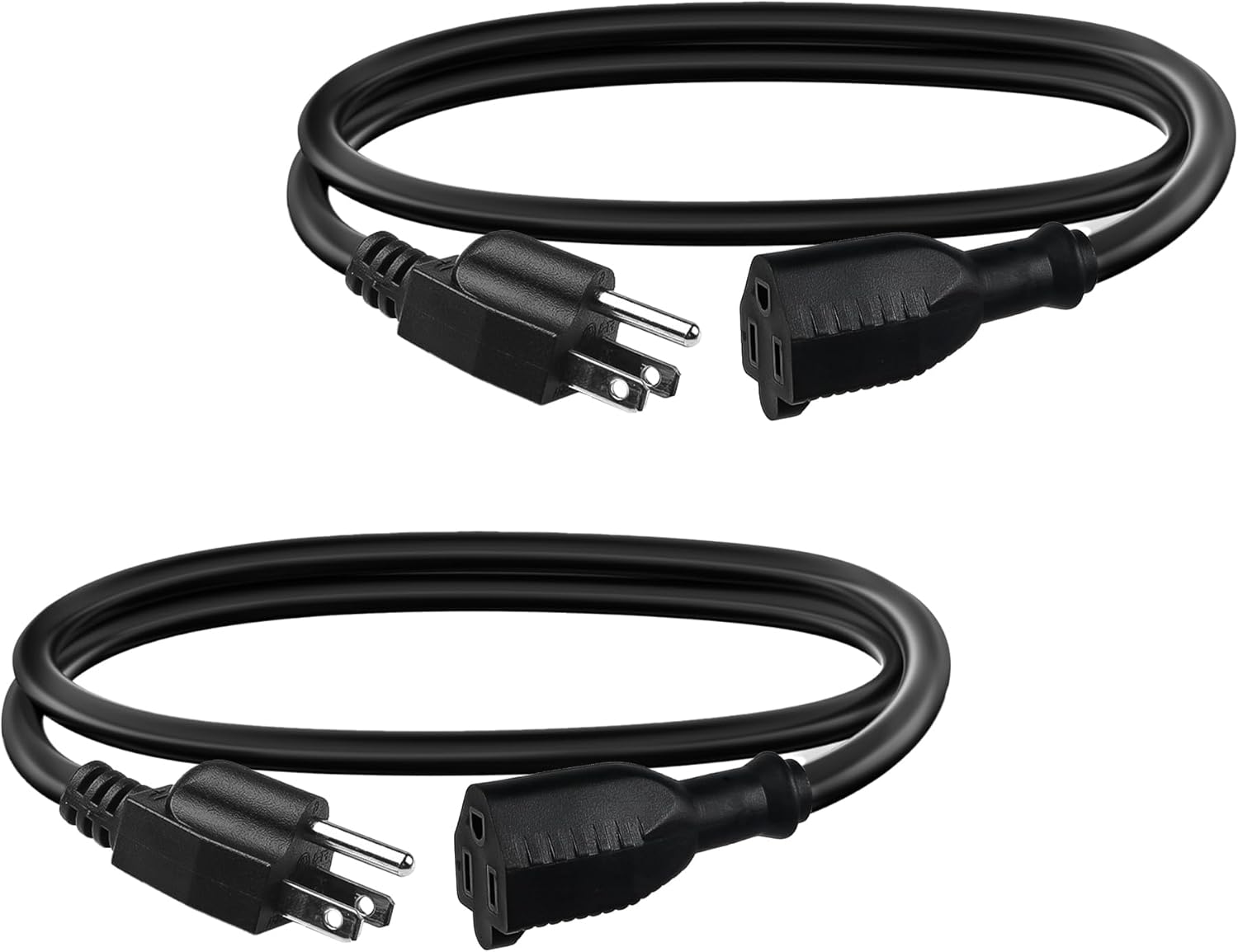 Front. BN-LINK - BN-LINK 3ft Indoor/Outdoor Extension Cord, 2-Pack, 16/3 SJTW, 3-Prong, Weather Resistant, 13A, ETL - Black.
