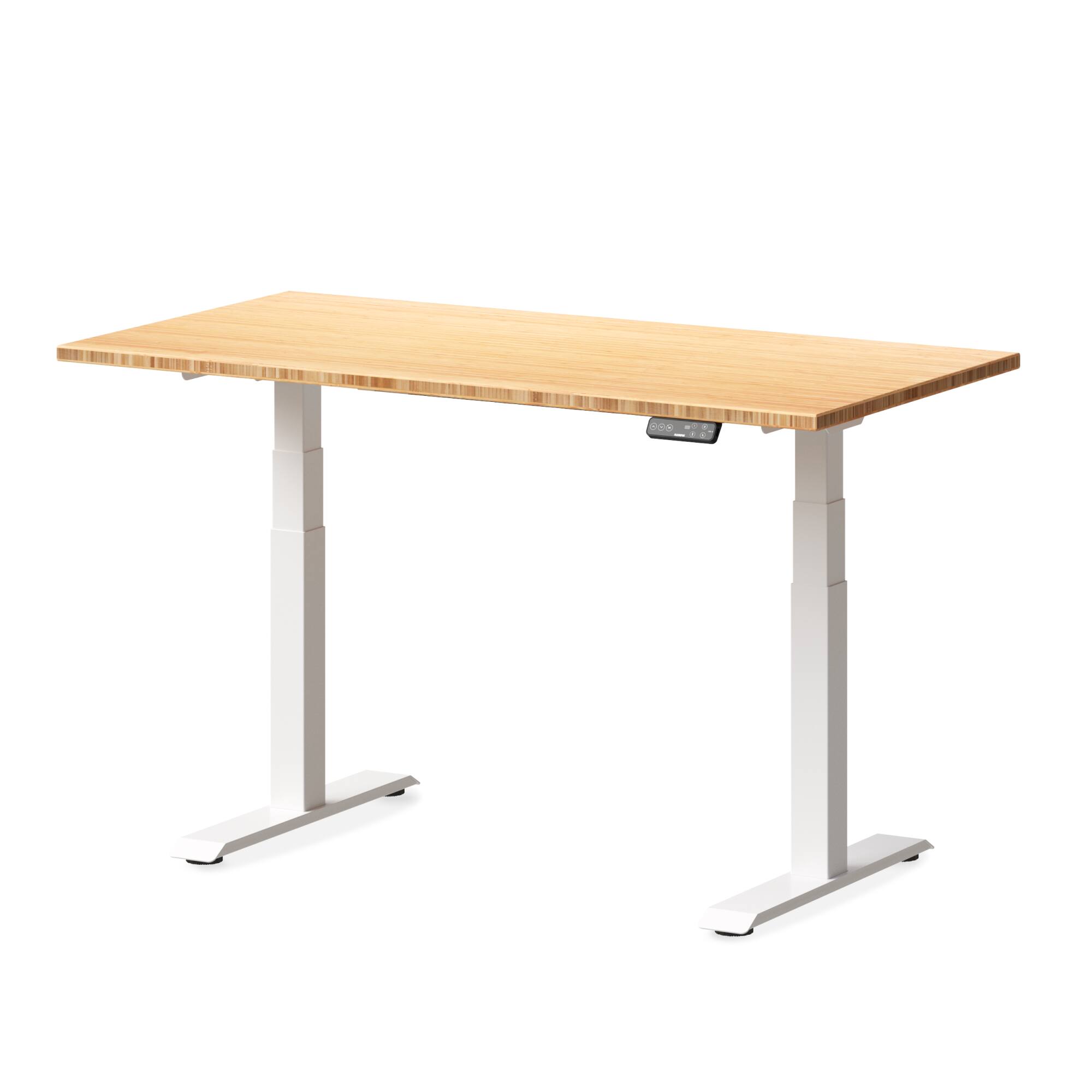 Angle. FlexiSpot - FlexiSpot E7 55''W Electric Adjustable Standing Desk, Bamboo/White - Bamboo.