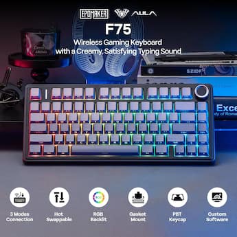 EPOMAKER x Aula F75 Gasket 75% Wireless Hot Swappable Gaming EPOMAKER x Aula F75 Gasket 75% Wireless Hot Swappable Gaming