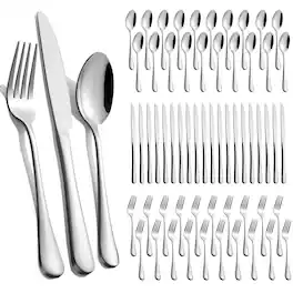 Dazzed Corner - 60-Piece Silverware Set for 20,Stainless Steel Flatware Cutlery Set - Silver