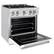 Left. ZLINE - ZLINE 30 in. Classic Satin Steel Gas Range with 4 Burners and Convection Oven (CGRS-WM-30) - Stain Steel/White Matte.
