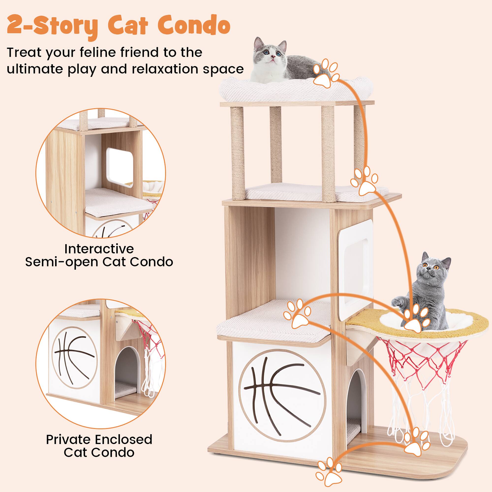 2-Story Cat Condo

Treat your feline friend to the ultimate play and relaxation space

Interactive Semi-open Cat Condo

Private Enclosed Cat Condo