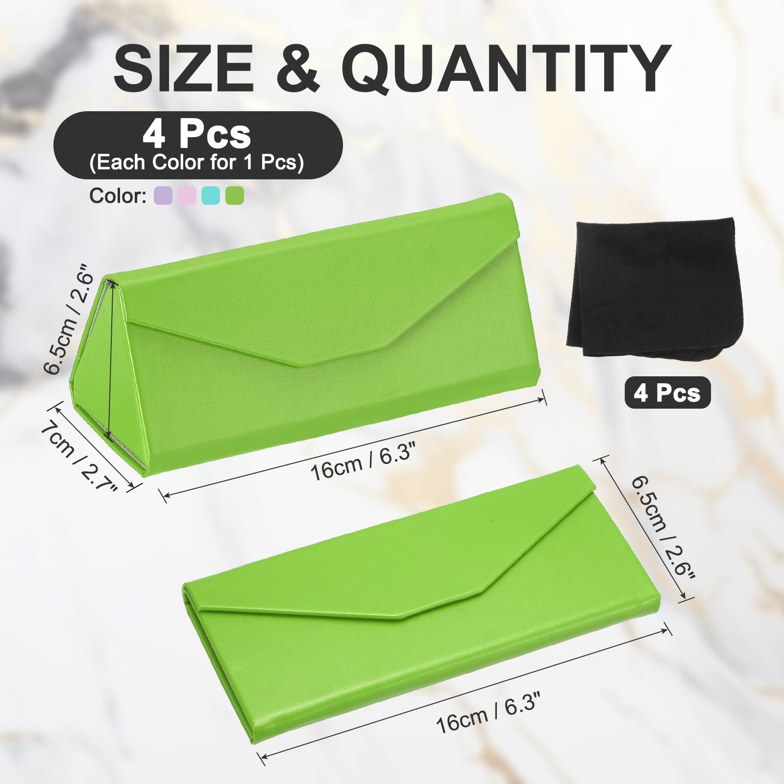 SIZE & QUANTITY

4 Pcs (Each Color for 1 Pcs)

Color: 2.6" - 6.5cm / 2.6" 6.5cm 4 Pcs 7cm / 2.7" 7cm / 6.3" 2.7" 16cm 9 6.5cm - 2.6" / 6.3" 16cm