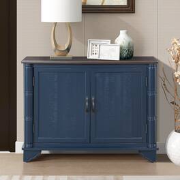 GOODSILO - Retro Console Table with Adjustable Storage Shelf for Entryway, Living Room, Hallway, and Foyer - Navy Blue