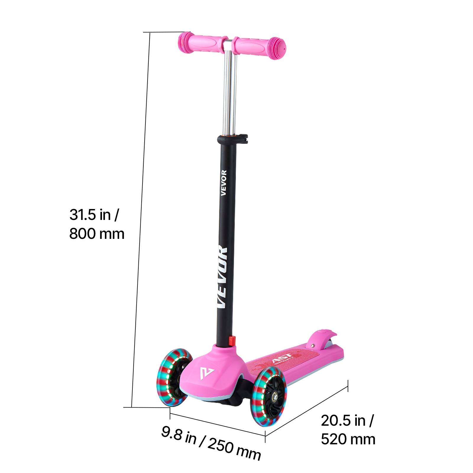 31.5 in / 800 mm  
9.8 in / 250 mm  
20.5 in / 520 mm